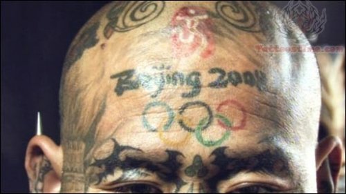Beijing Olympic Tattoo On Head