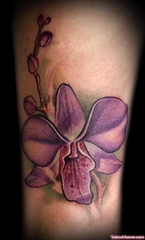 Purple Orchid Flower Tattoo