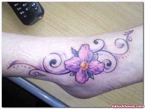 Orchid Tattoos On Foot