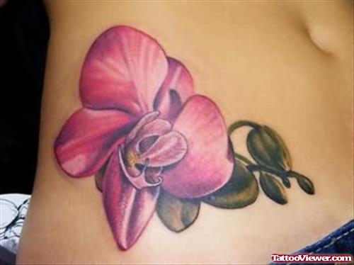 Orchid Flowers Tattoo On Hip