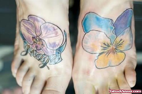 Awesome Orchid Flower Tattoo On Foot