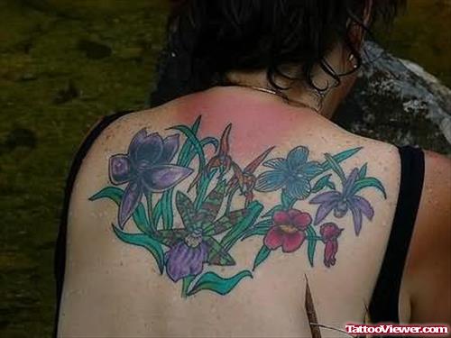 Beautiful Orchid Flower Tattoo On Back