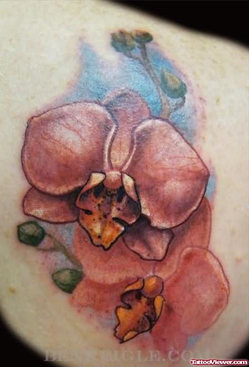 Pink Flower Orchid Tattoo