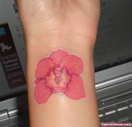 Orchid Flower Tattoo On Wrist