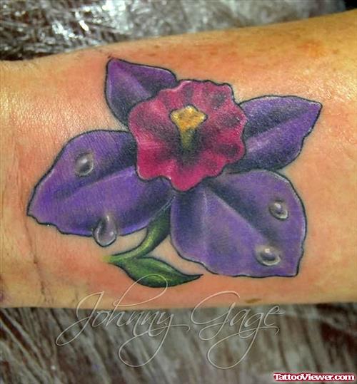Coloured Orchid Flower Tattoo