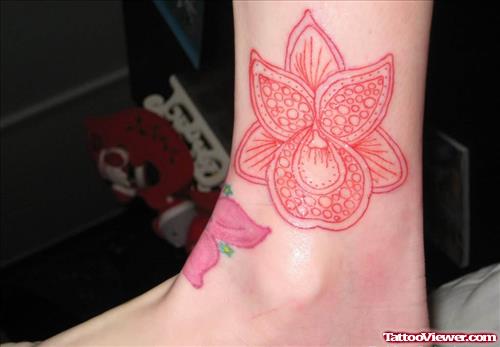 Orchid Flower Tattoo On Ankle