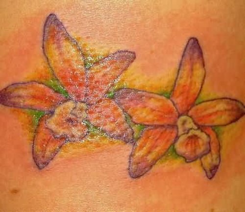 Amazing Orchid Flowers Tattoo