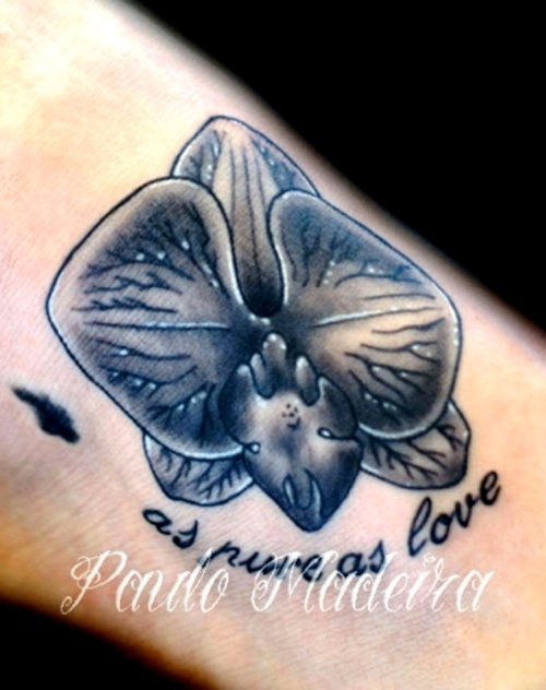 As Pure As Love Orchid Tattoo On Right Foot