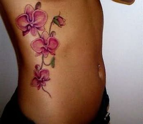 Rib Side Orchid Flower Tattoo