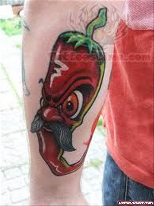Red Chilly Tattoo On Arm