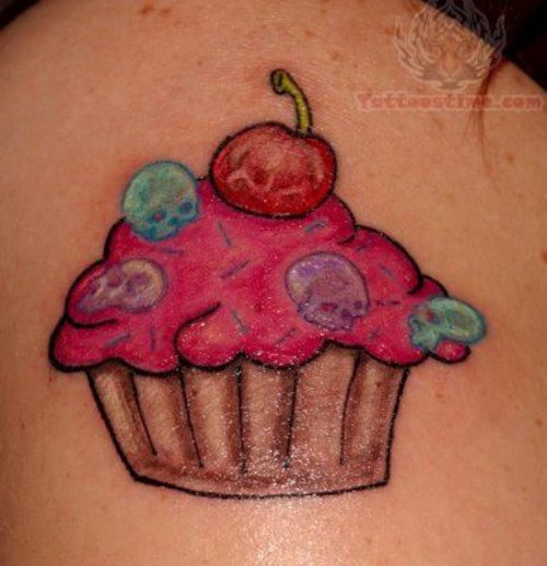 Attractive Cup Cake Tattoo