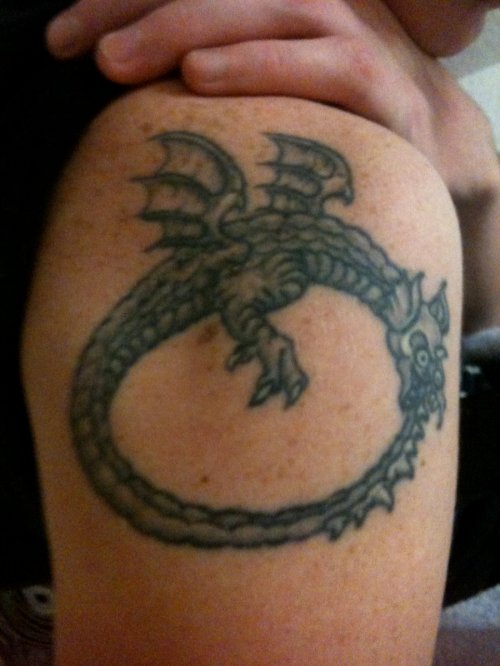 Ouroboros Dragon Tattoo On Shoulder