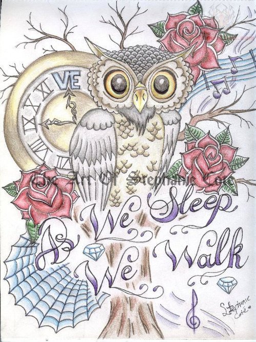 As We Sleep Owl Tattoo Design
