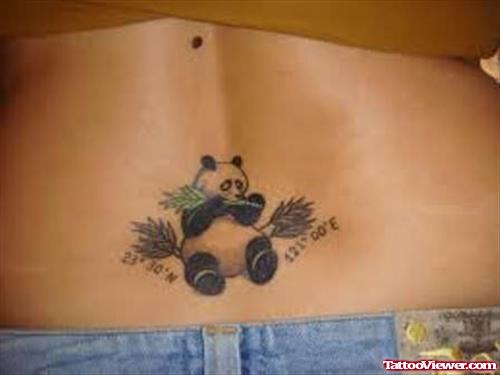 Lovely Panda Tattoo On Waist