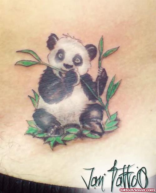 Panda Eating Leafs Tattoo