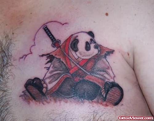 Coloured Panda Tattoo on Chest