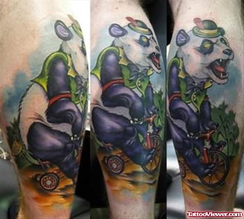 Panda On Cycle Tattoo