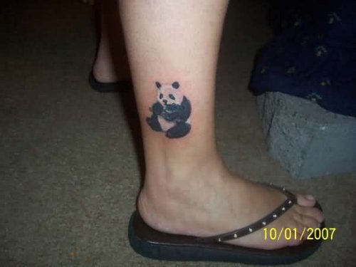 Panda Tattoo On Leg For Girls