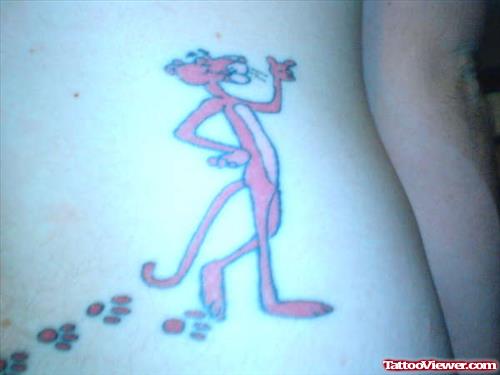 Pink Panther and Paw Prints Tattoo