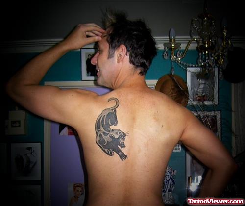 Black Panther Tattoo On Back Shoulder