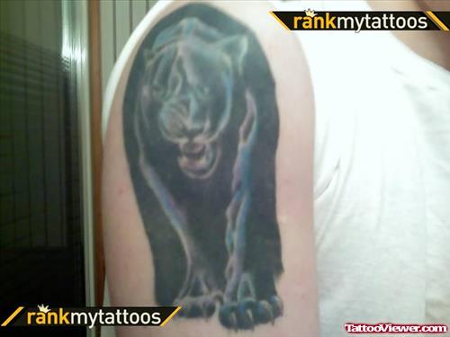 Awesome Black Panther Tattoo On Half Sleeve