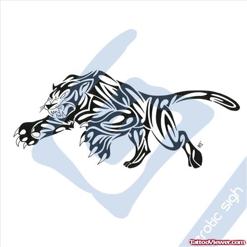 Tribal Jumping Panther Tattoo Design
