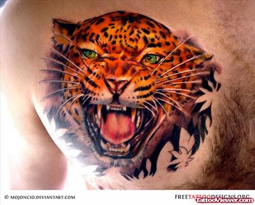 Panther Tattoo On Man Chest