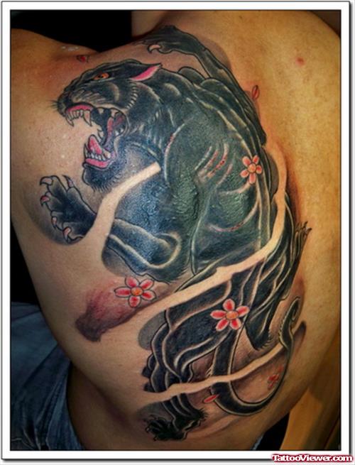 Panther Tattoo On Back Body