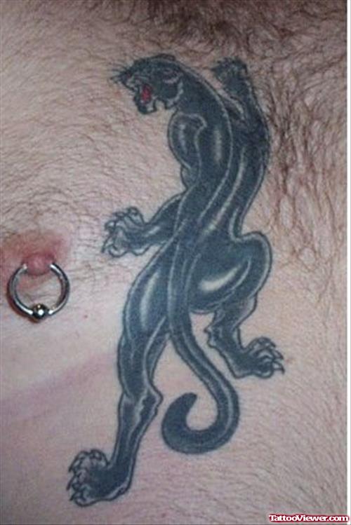 Crawling Panther Tattoo On Man Chest