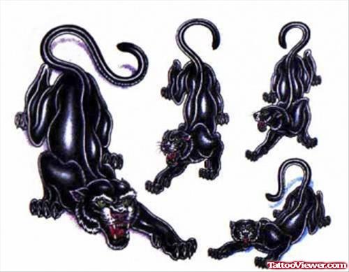 Black Ink Panther Tattoos Designs