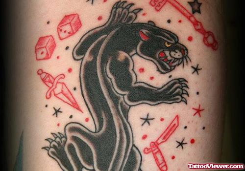 Amazing Black Panther Tattoo On Shoulder