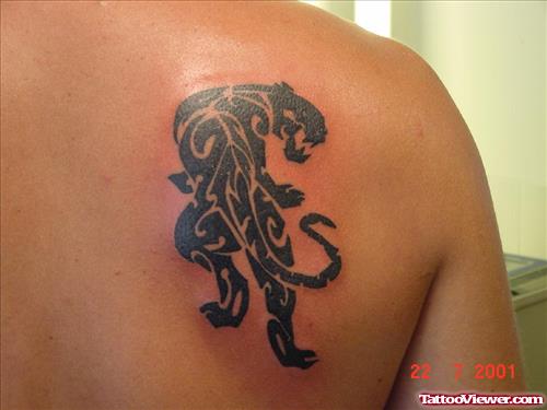Beautiful Black Panther Tattoo On Right Back Shoulder
