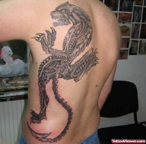 Back Body Panther Skeleton Tattoo