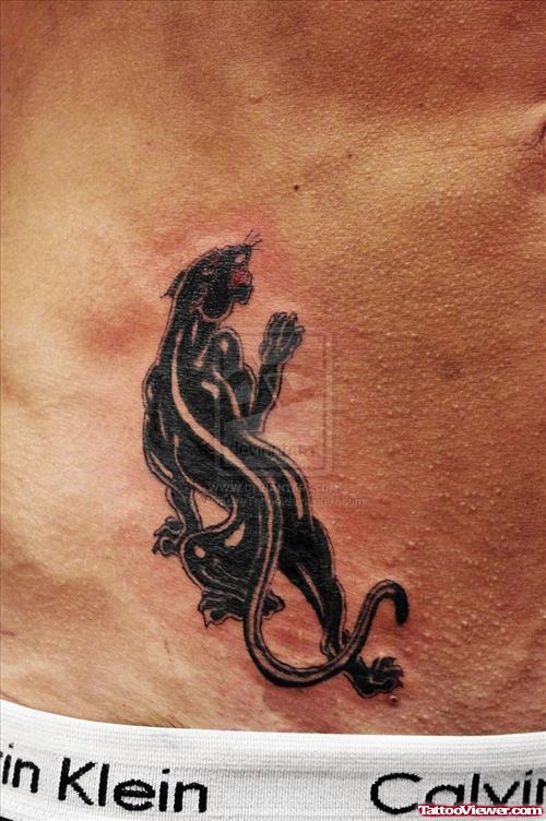 Amazing Black Panther Tattoo On Hip