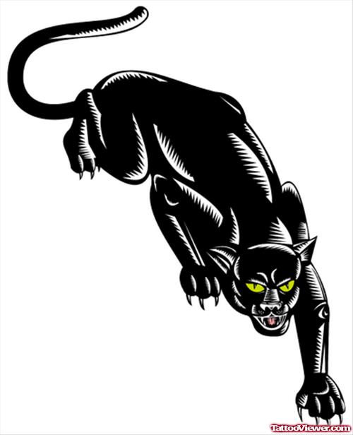 Green Eyes Black Panther Tattoo Design