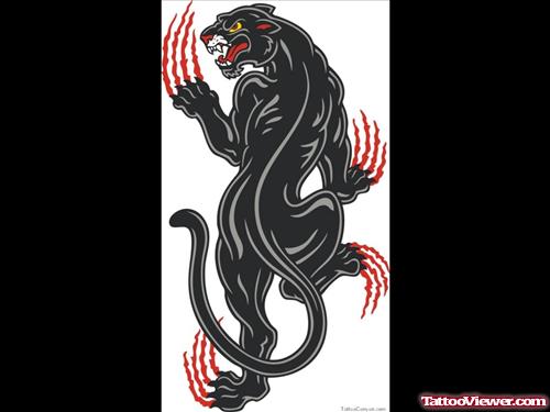 Black Panther With Paw Scratches Tattoo Design
