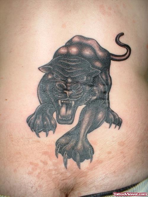 Black Panther Tattoo On Lowerback