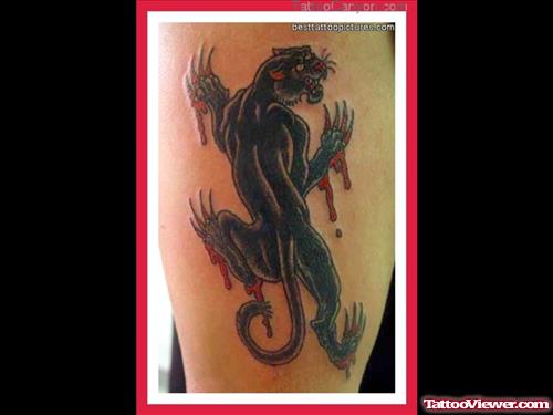 Black Panther And Bleeding Tattoo