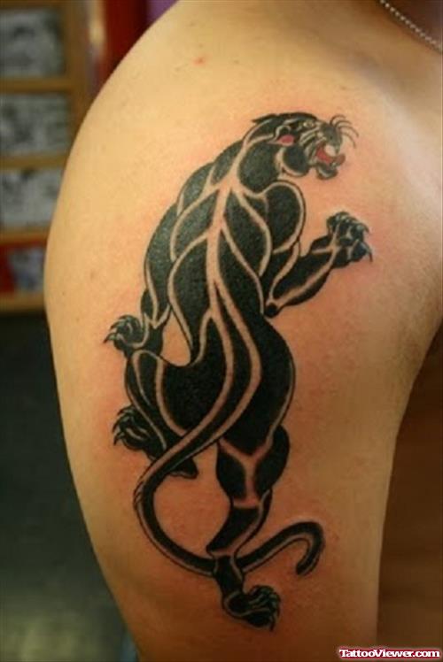 Black Panther Tattoo On Man Right Shoulder