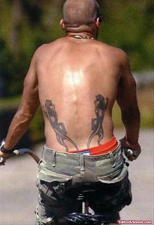 Black Panther Tattoo On Man Back