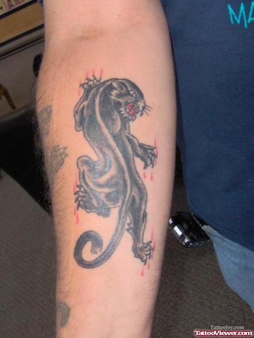 Attractive Black Panther Tattoo On Right Forearm