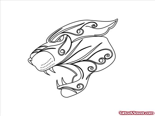 Outline Panther Head Tattoo Design