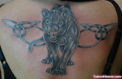 Celtic Knot And Panther Tattoo On Back