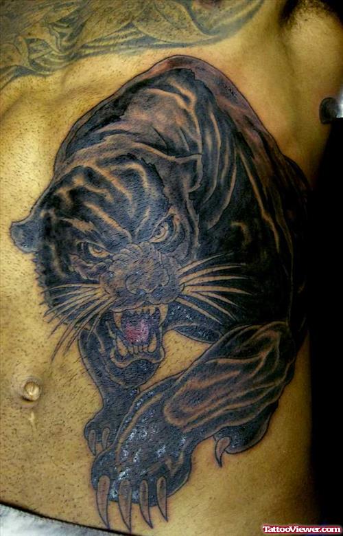 Black Panther Tattoo On Man Hip