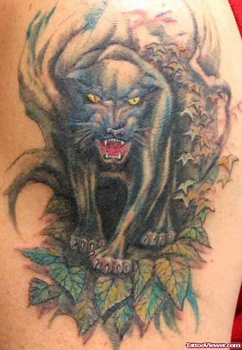Panther Tattoo On Left Shoulder