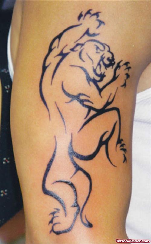 Outline Panther Tattoo On Half Sleeve