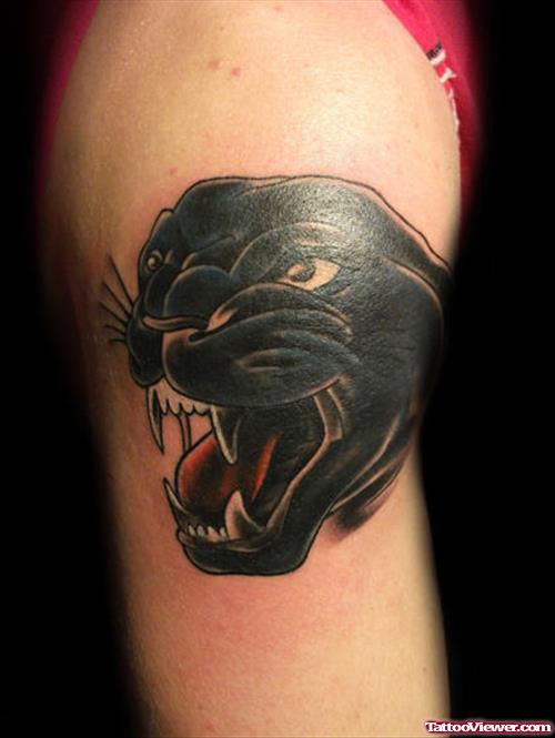 Black Panther Tattoo On Right Bicep