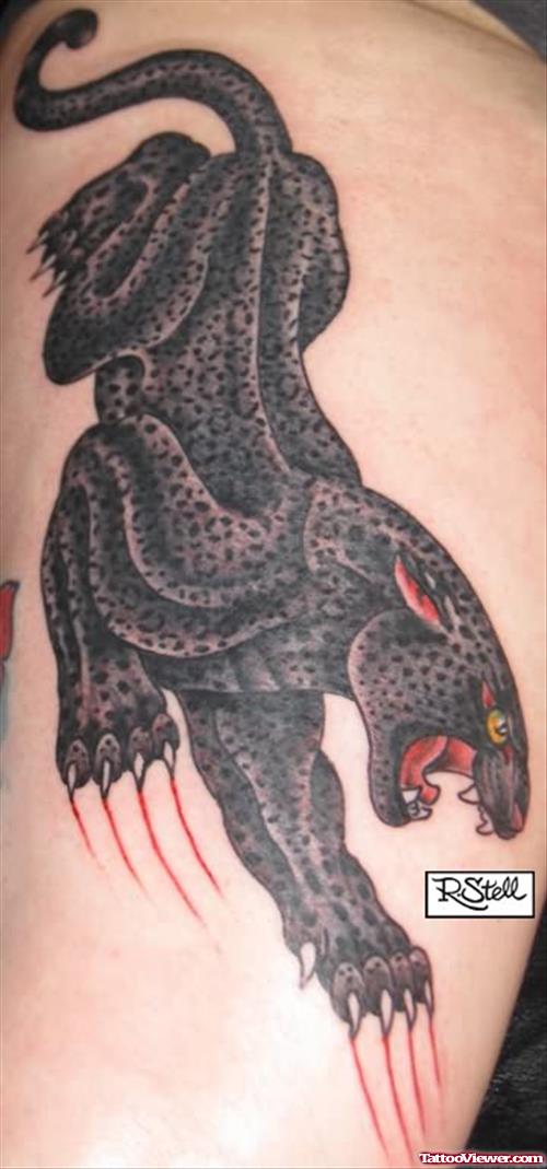 Scratching Panther Tattoo On Sleeve