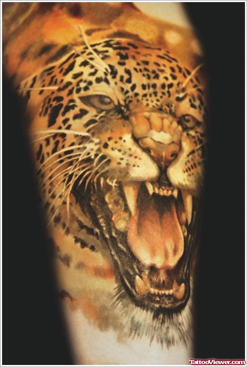 Roaring Panther Head Tattoo