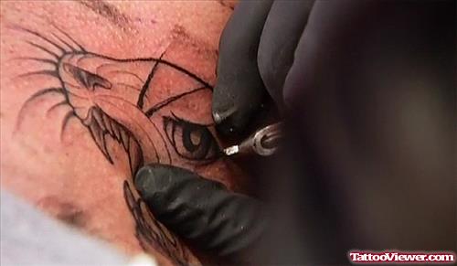 Outline Panther Face Tattoo